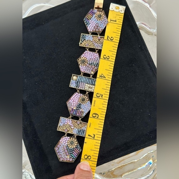 Art Deco Design Bracelet, Mosaic Beaded Pattern - Picture 6 of 7